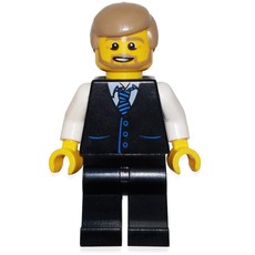 Man, Black Vest with Tie, Dark Tan Hair, Beard (fig-009667)