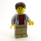 Man, Open Light Bluish Gray Hoodie over Dark Red Shirt, Dark Tan Legs, Dark Brown Hair
