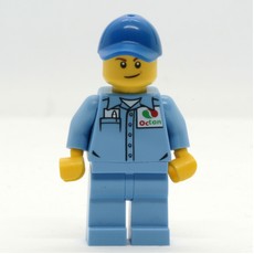 Ground Crew, Medium Blue Shirt with Octan Logo, Medium Blue Legs, Blue Cap (fig-009676)