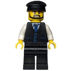 Man, Black Vest with Tie, Black Hat, Beard (fig-009679)
