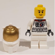 Astronaut, White, Diver Helmet, Gold Visor, Eyebrows (fig-009693)