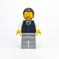 Man, Black Vest with Tie, Dark Brown Hair, Beard (fig-009696)