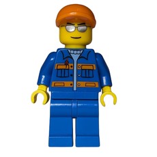 Ground Crew, Blue Jumpsuit with Orange Stripes and Pockets, Orange Cap, Silver Sunglasses (fig-009697)