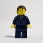 Man, Dark Blue Pinstripe Suit with Gold Tie, Dark Brown Hair, Brown Eyebrows