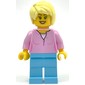 Woman, Bright Pink Top, Medium Azure Legs, Bright Light Yellow Hair