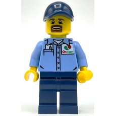 Man, Medium Blue Shirt with Octan Logo, Dark Blue Legs, Dark Blue Cap, Goatee Beard (fig-009722)