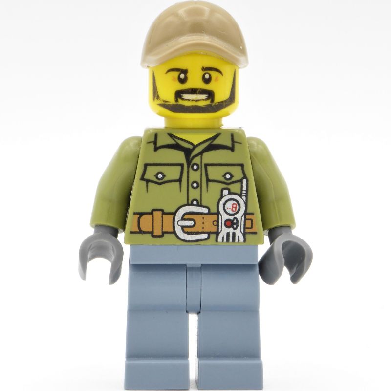 Set Sand Volcano Dark Olive Cap, Rebrickable | Green fig-009733 Tan with Legs, - Shirt, Beard Build Man, LEGO Explorer, LEGO Blue