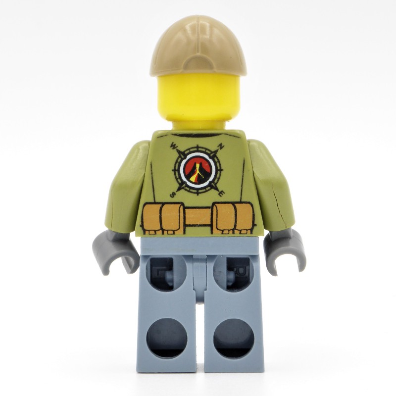 LEGO Set fig-009733 Volcano Explorer, Man, Olive Green Shirt, Sand Blue ...