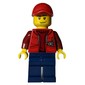 Marine Explorer, Open Red Jacket over Dark Red Sweater, Red Cap, Stubble