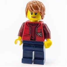 Marine Explorer, Woman, Open Red Jacket over Dark Red Sweater, Dark Orange Hair (fig-009748)