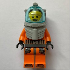 Diver, Man, Orange Wetsuit, Diving Helmet with Visor, Beard (fig-009750)