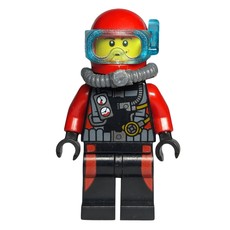Diver Adam, Black and Red Wetsuit with Gauges, Red Helmet with Mask (fig-009755)