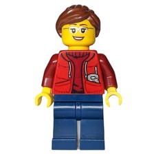 Marine Explorer, Woman, Open Red Jacket over Dark Red Sweater, Reddish Brown Hair, Glasses (fig-009757)