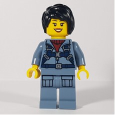Marine Explorer, Woman, Sand Blue Jumpsuit, Black Hair (fig-009765)