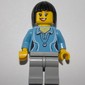 Woman, Medium Blue Polo Shirt with Necklace, Light Bluish Gray Legs, Black Hair