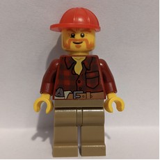 Lumberjack, Dark Red Flannel Shirt, Red Cap, Beard (fig-009773)