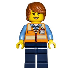 Ground Crew, Woman, Orange Safety Vest, Dark Orange Hair (fig-009776)