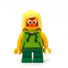 Girl, Lime Hoodie, Short Green Legs, Tiger Facepaint (fig-009797)