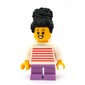 Girl, White and Red Striped Top, Short Medium Lavender Legs, Black Hair