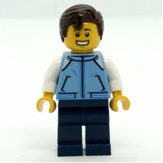 Man, Medium Blue Jacket, Dark Blue Legs, Dark Brown Hair (fig-009804)