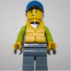 Man, Black and Lime Jacket, Blue Cap, Yellow Life Vest (fig-009809)