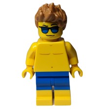 Man, Shirtless, Blue Swim Trunks, Medium Nougat Hair, Sunglasses (fig-009812)