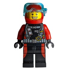 Diver, Man, Red and Black Wetsuit with Straps and Gauges, Red Helmet with Mask (fig-009821)