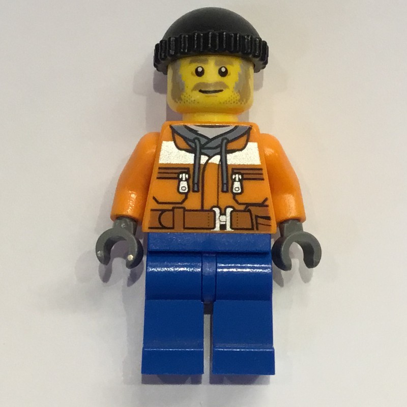 LEGO Set fig-009826 Worker, Orange Safety Jacket over Hoodie, Blue Legs ...