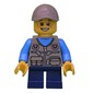 Boy, Dark Tan Vest with Zippers and Pouches, Short Dark Blue Legs, Dark Tan Cap