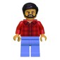 Man, Red Flannel Shirt, Medium Blue Legs, Black Hair, Beard