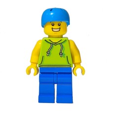 Man, Lime Hoodie, Blue Legs, Dark Azure Helmet (fig-009859)