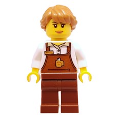 Barista, Woman, White Torso, Reddish Brown Apron, Medium Nougat Hair (fig-009860)