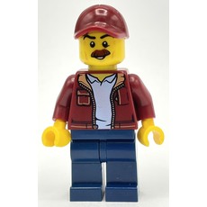 Man, Open Dark Red Jacket, Dark Blue Legs, Dark Red Cap, Moustache (fig-009865)