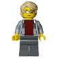 Man, Light Bluish Gray Hoodie over Dark Red Shirt, Dark Bluish Gray Legs, Bright Light Yellow Hair, Silver Sunglasses