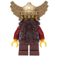 Dwarf, Dark Brown Beard, Metallic Gold Winged Helmet (fig-009902)