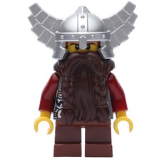 Dwarf, Dark Brown Beard, Metallic Silver Winged Helmet (fig-009915)