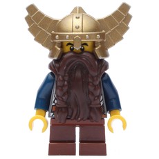 Dwarf, Dark Brown Beard, Metallic Gold Winged Helmet (fig-009916)