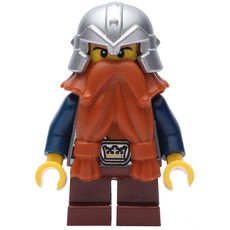 Dwarf, Dark Orange Beard, Metallic Silver Helmet, Printed Beard (fig-009945)