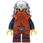 Dwarf, Dark Orange Beard, Metallic Silver Helmet, Printed Beard
