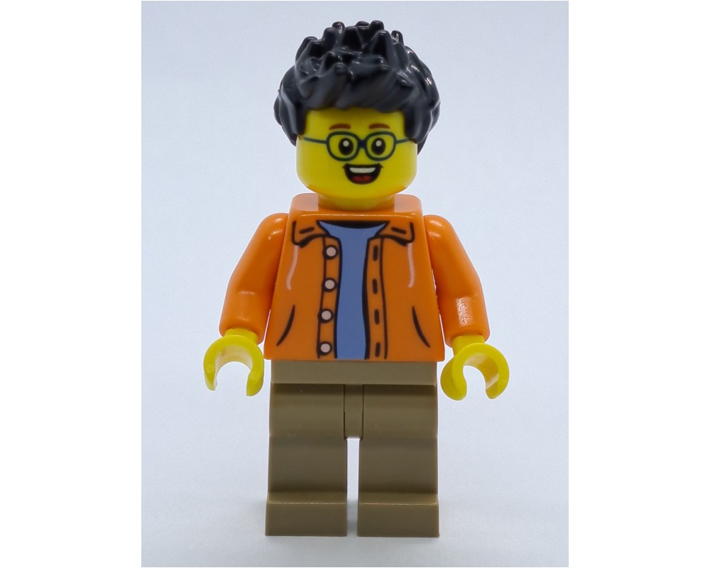 LEGO Set fig-009975 Man, Open Orange Jacket over Light Blue Shirt ...