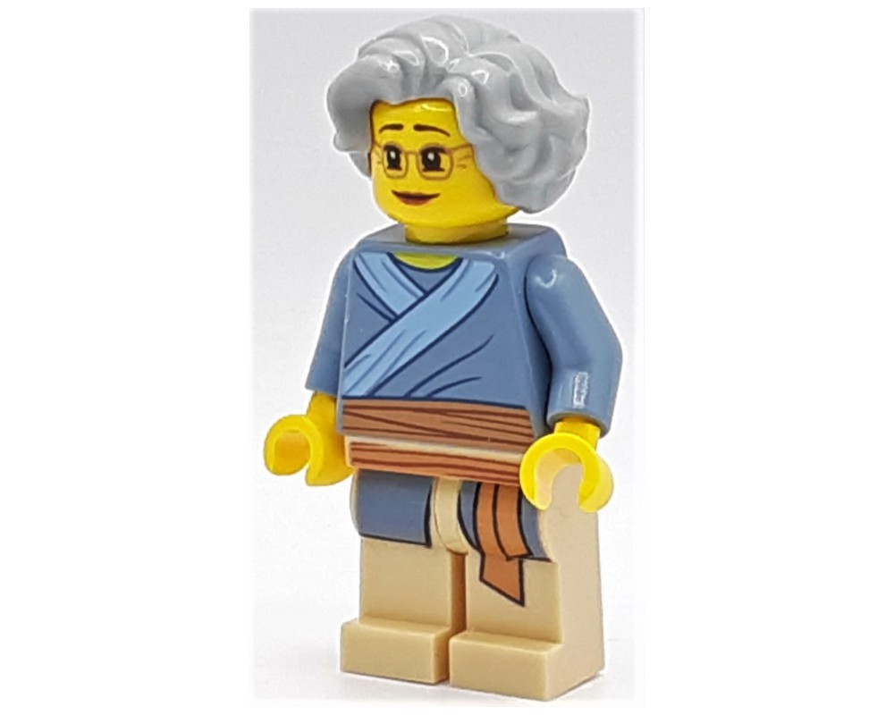 LEGO Set fig-009976 Woman, Sand Blue Tunic, Light Bluish Gray Hair 