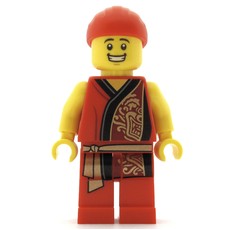 Man, Red Robe with Gold Sash Belt, Red Bandanna, Big Smile (fig-009984)