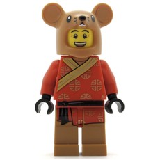 Man, Rat Costume Head, Red Robes with Black Sash Belt (fig-009987)