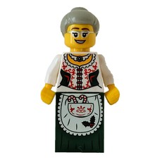 Mrs. Claus, White Corset with Red Sides, Apron with Candy Canes, Dark Green Dress (fig-010020)