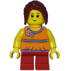 Girl, Orange Top, Short Red Legs, Dark Red Hair (fig-010030)