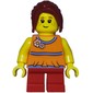 Girl, Orange Top, Short Red Legs, Dark Red Hair