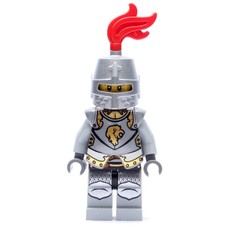 Lion Knight, Armour, Helmet with Red Plume (Flat Silver) (fig-010093)