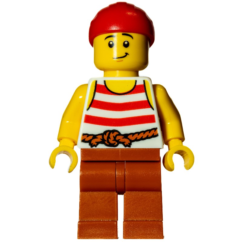 LEGO Set fig-010123 Pirate, Red and White Striped Shirt, Red Bandanna ...