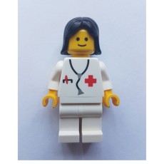 Doctor - White Torso and Legs, Black Hair Female (3626c Head) (fig-010125)