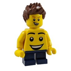 Kid - Yellow Torso, Dark Blue Legs, Reddish Brown Hair (fig-010138)